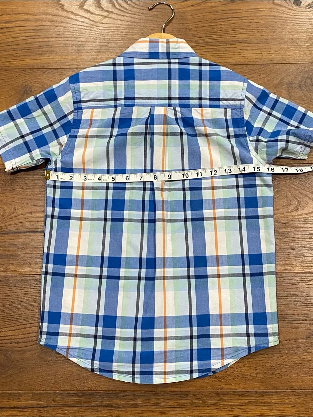 Gymboree Boys ‘Whale Hello There’ Blue Plaid Short Sleeve Shirt Size 7